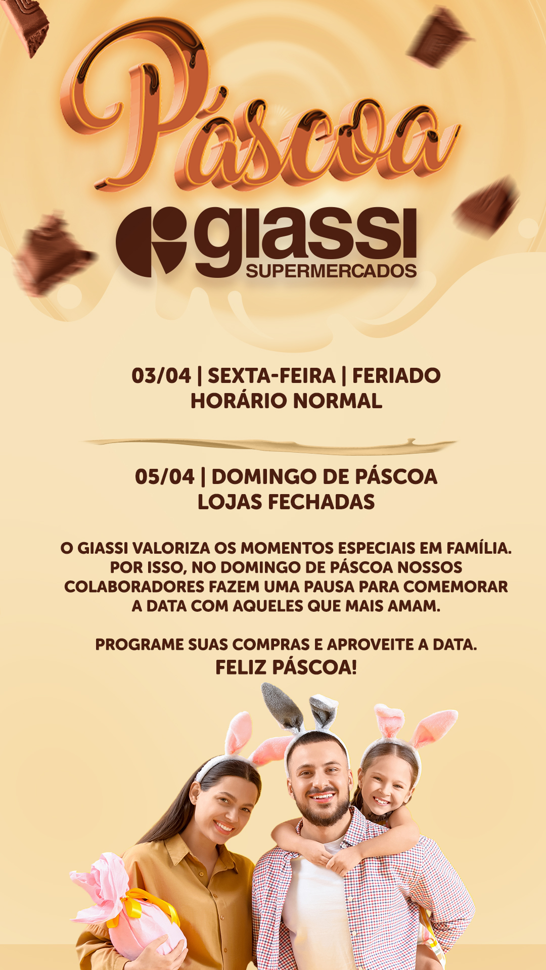  Horários do Feriado de Páscoa no Giassi