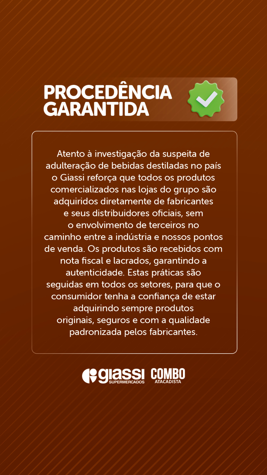 Comunicado: Procedência Garantida