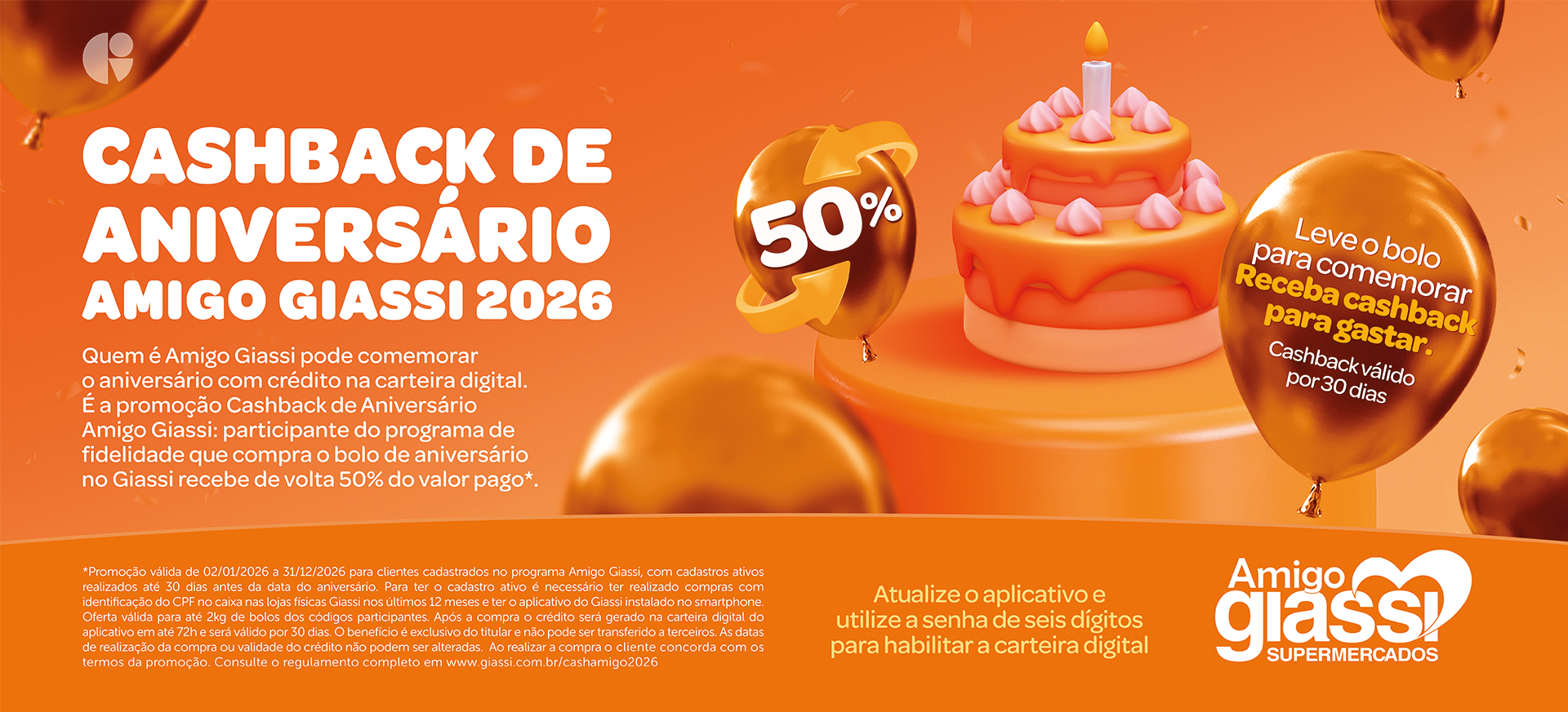 Regulamento da promoção Cashback de Aniversário Amigo Giassi 2026