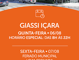 Giassi Içara fechado no feriado de 07/08