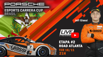 Jeff Giassi disputa a Porsche Esports Carrera Cup Brasil nesta terça (16/11)